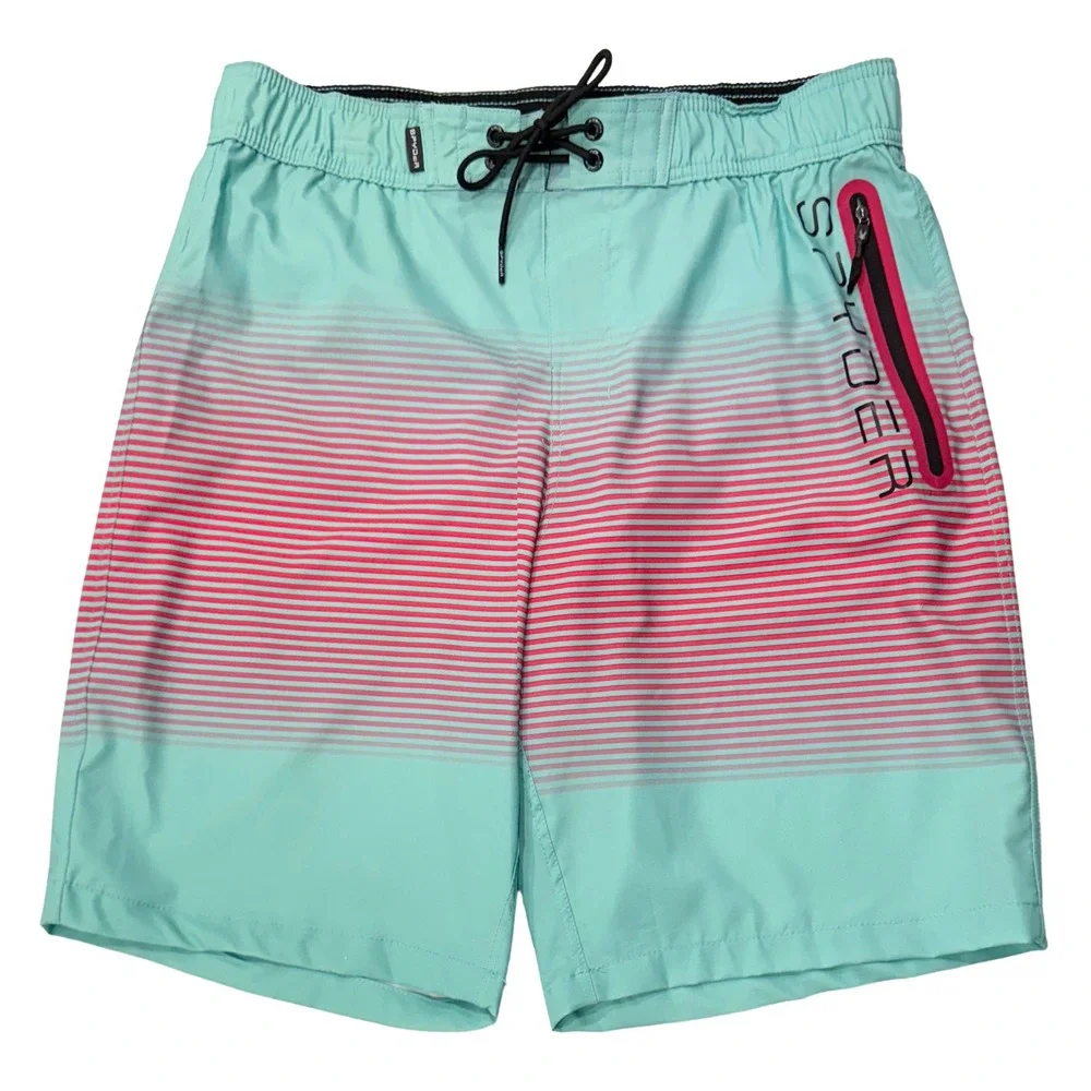 Spyder Ombre Stripes Board Shorts - NWT Mens XL Mint / Magenta - #45399-K4